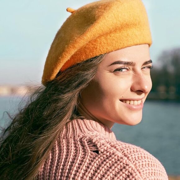 French beret yellow hat